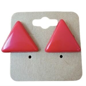 Red Triangle Stud Earrings Geometric Bold Statement Retro Y2K Minimalist